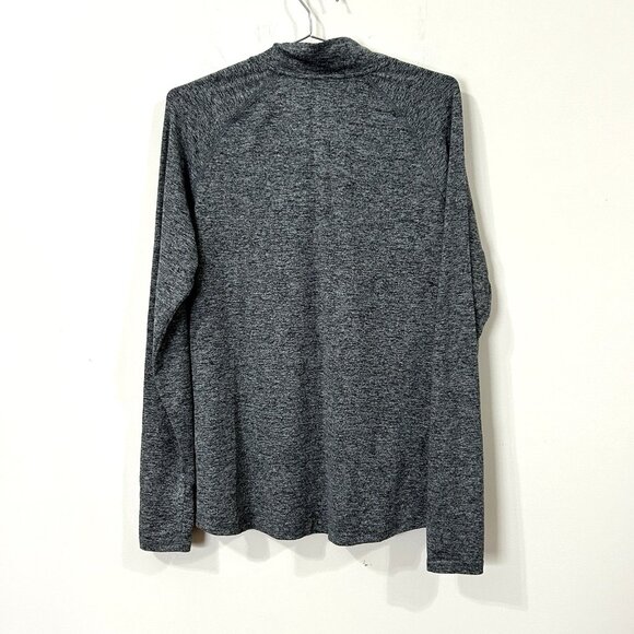 DANSKIN NOW Quarter Zip Shirt L Heather Gray Black Thumb Holes Stretch DRI-MORE - Picture 3 of 10